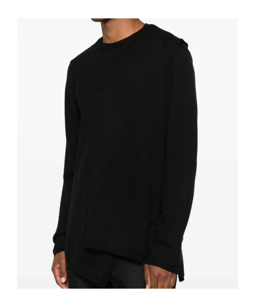 Comme Des Garçons Asymmetric Long Sleeve Knit Top In Black