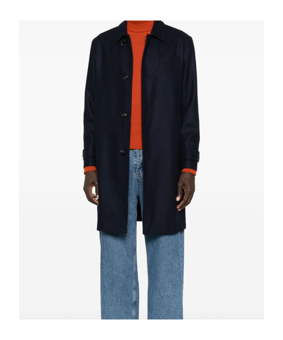 Fay Button-fastening Welt-pocket Coat In Black