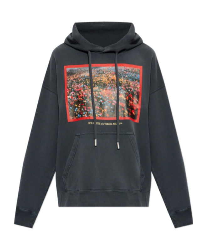 Off-white Long-sleeve Hooded Sweatshirt In Grey