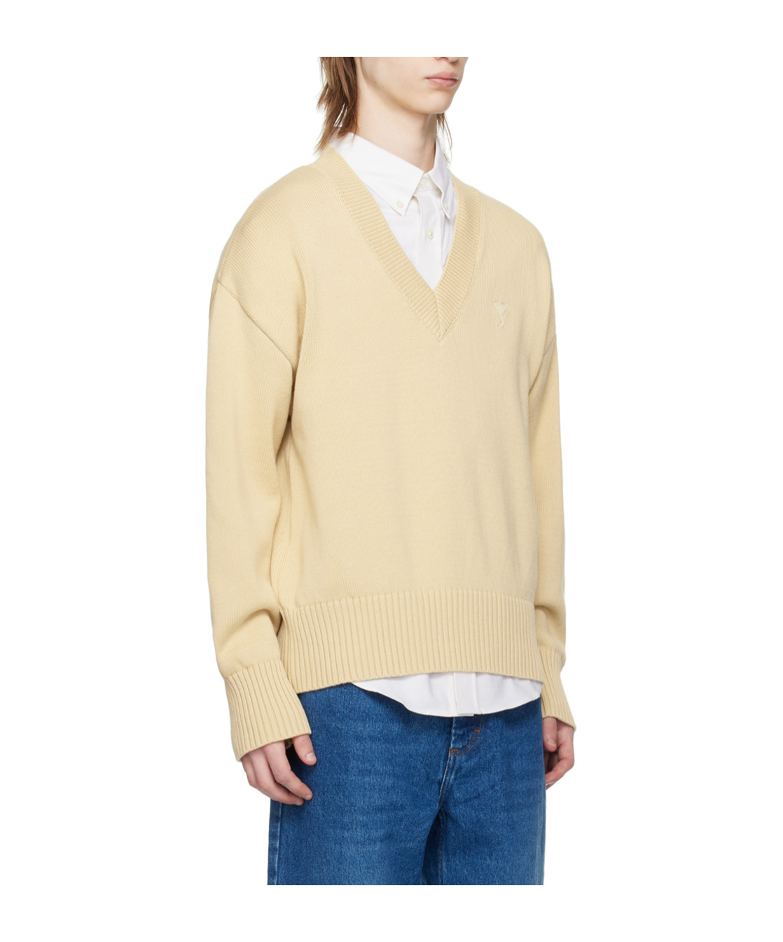 Ami Alexandre Mattiussi Ami De C Ur Sweater In Yellow