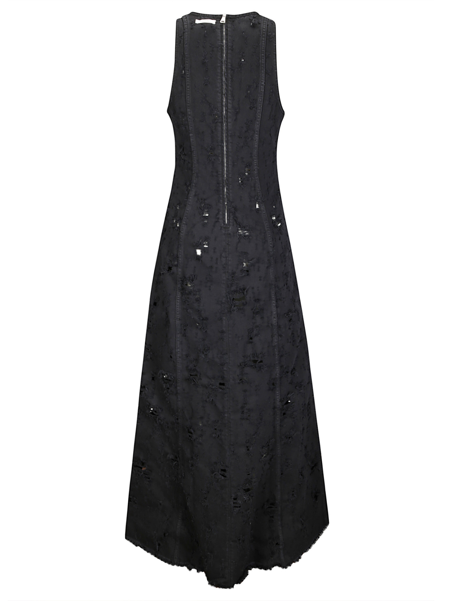 Haikure Long Dark Grey Dress With Rips In Black