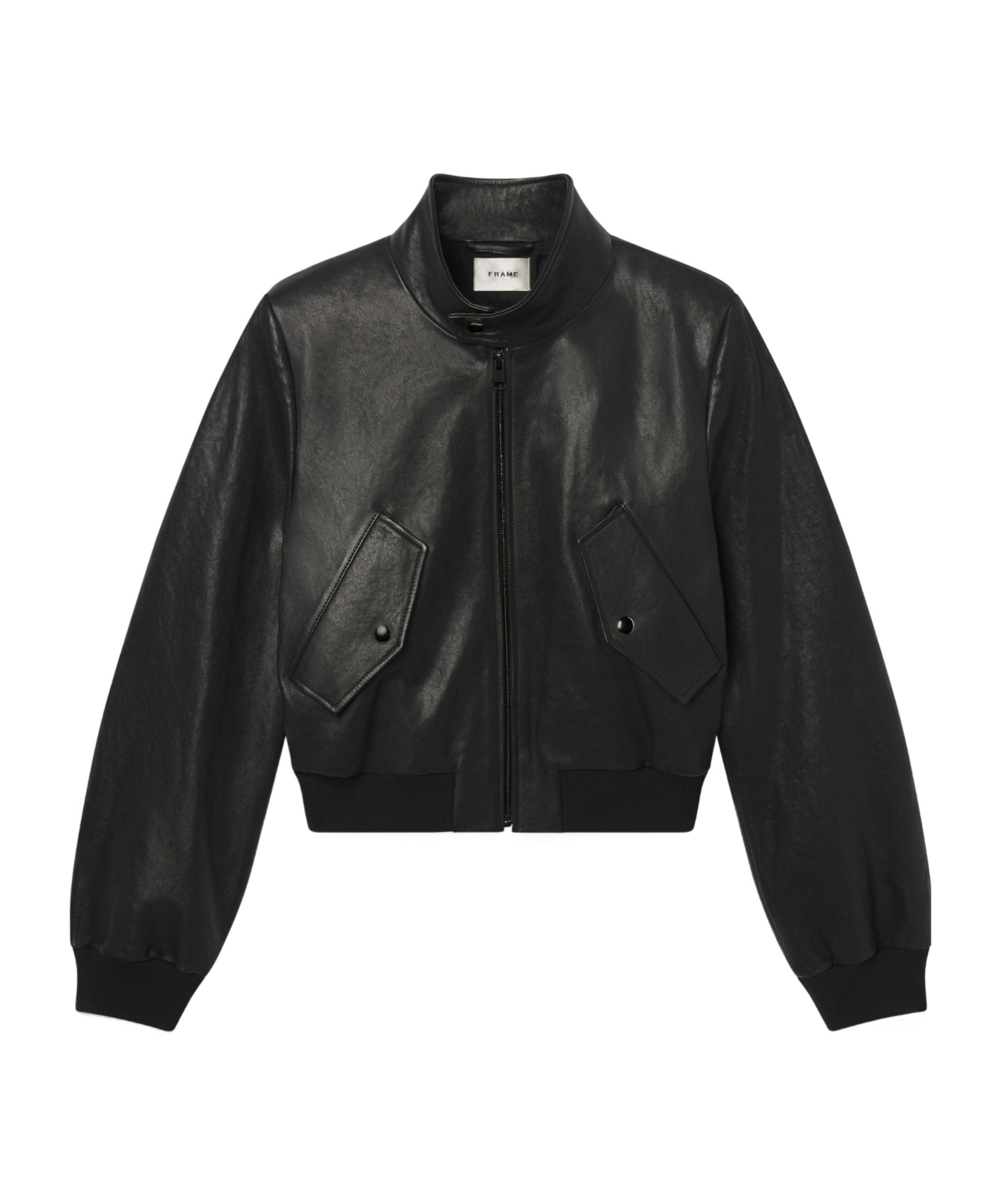Frame Zip-front Leather Jacket In Black