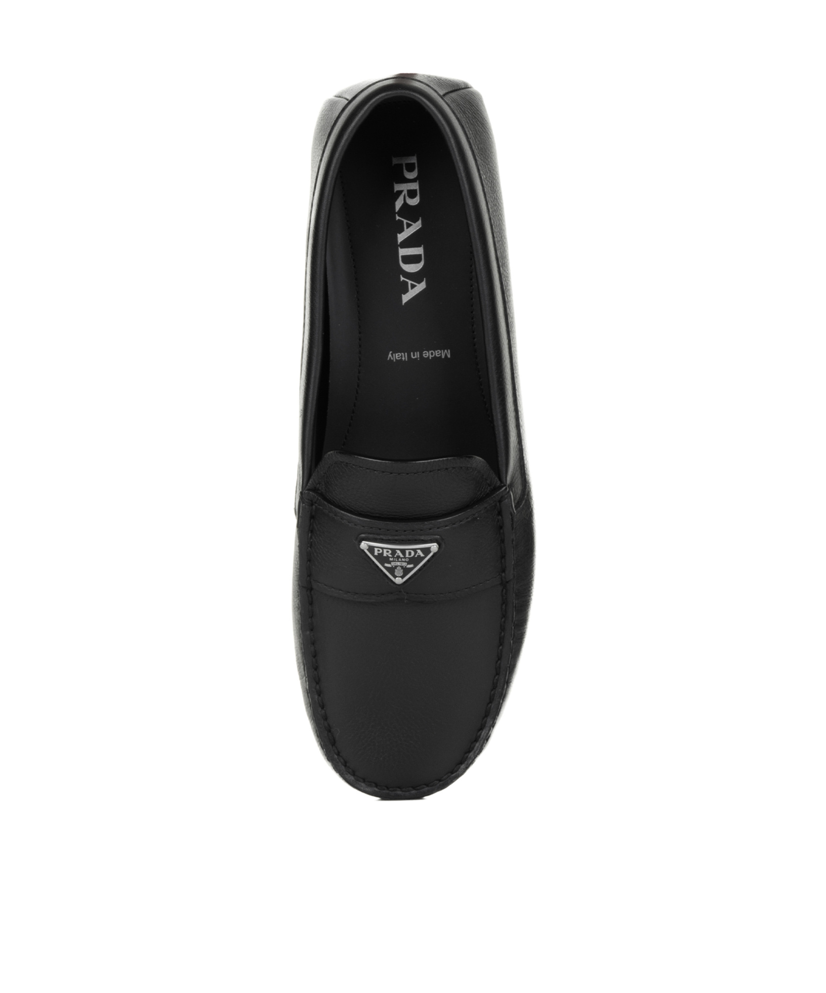 Prada Triangle-logo Leather Loafers In Black