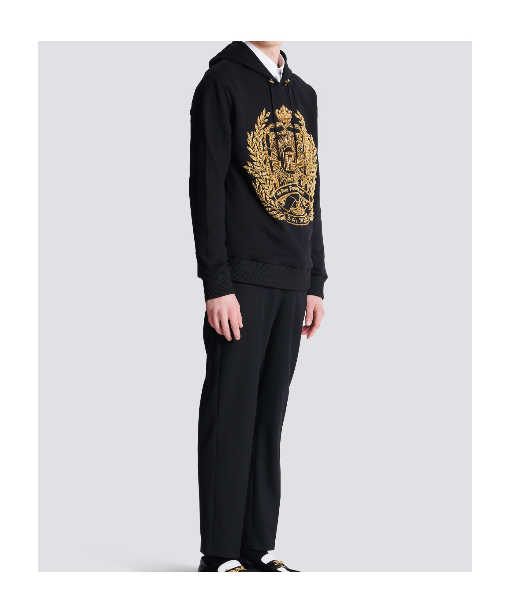 Balmain Embroidered Hoodie In Black