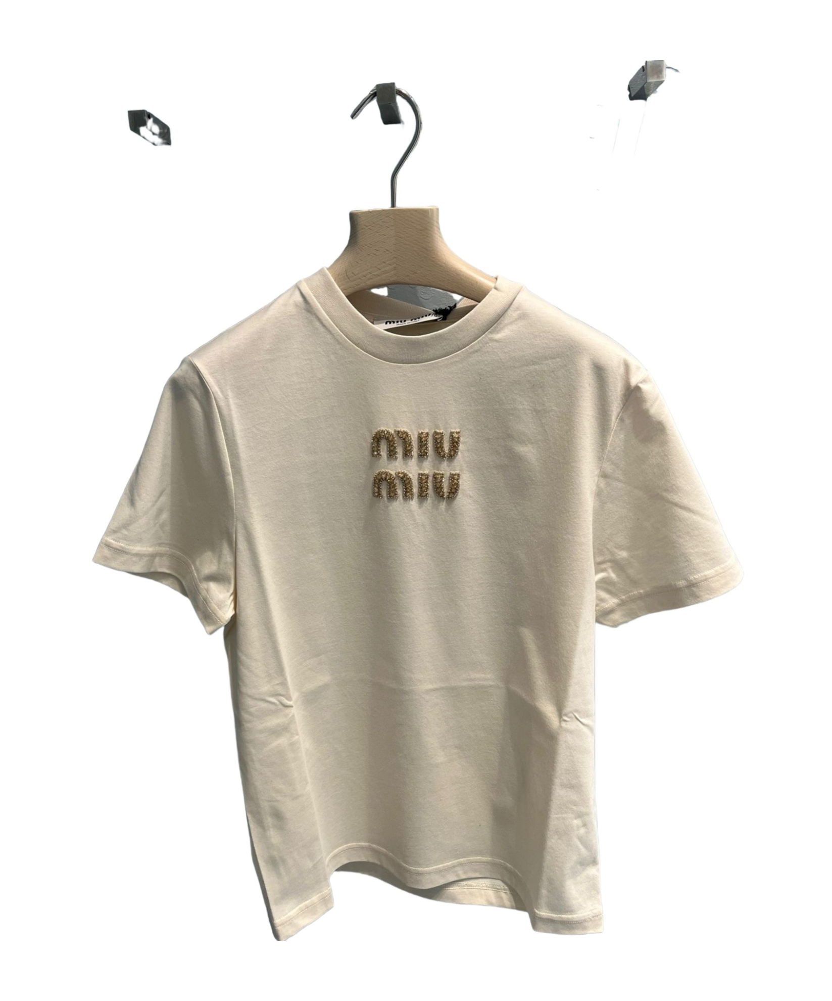 Miu Miu Logo Short-sleeved T-shirt In Nude