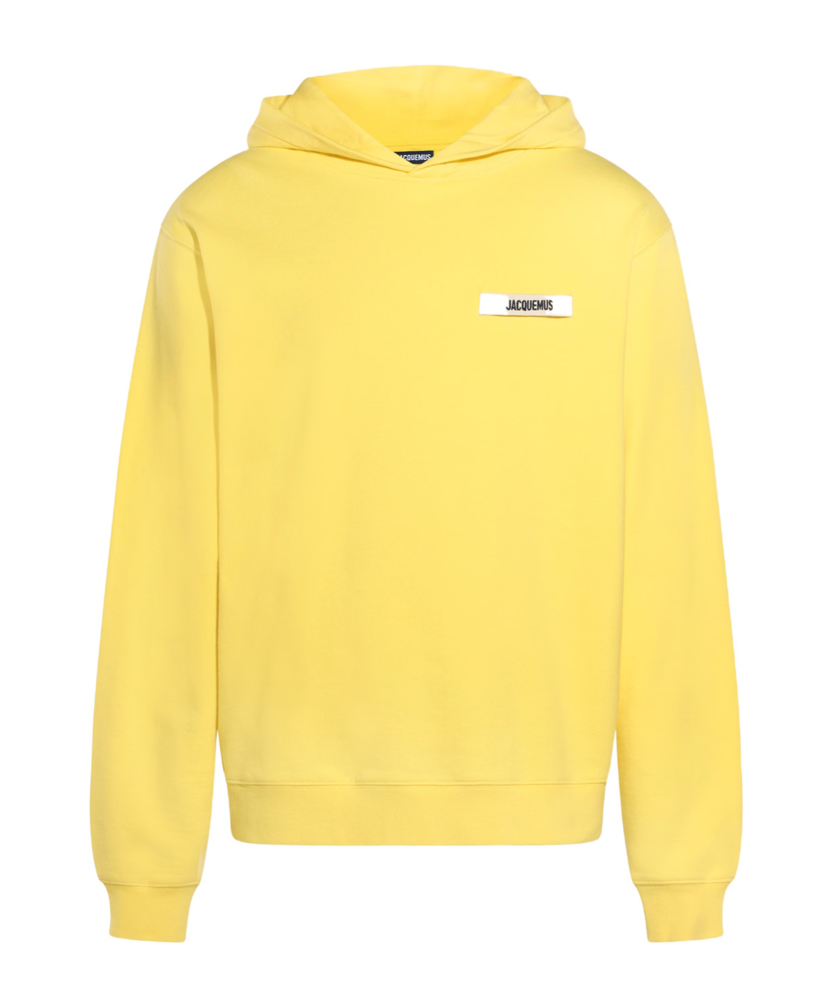 Jacquemus Typo Drawstring Hoodie In Yellow