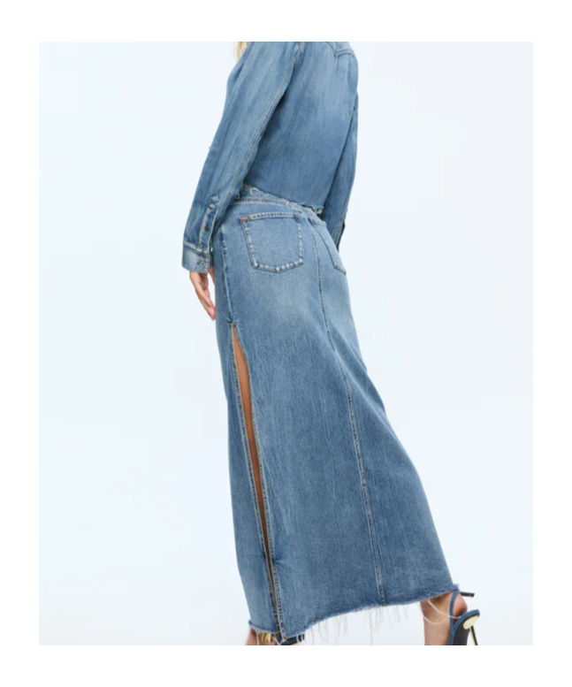 ALICEOLIVIA MARISSA DENIM MIDI SKIRT