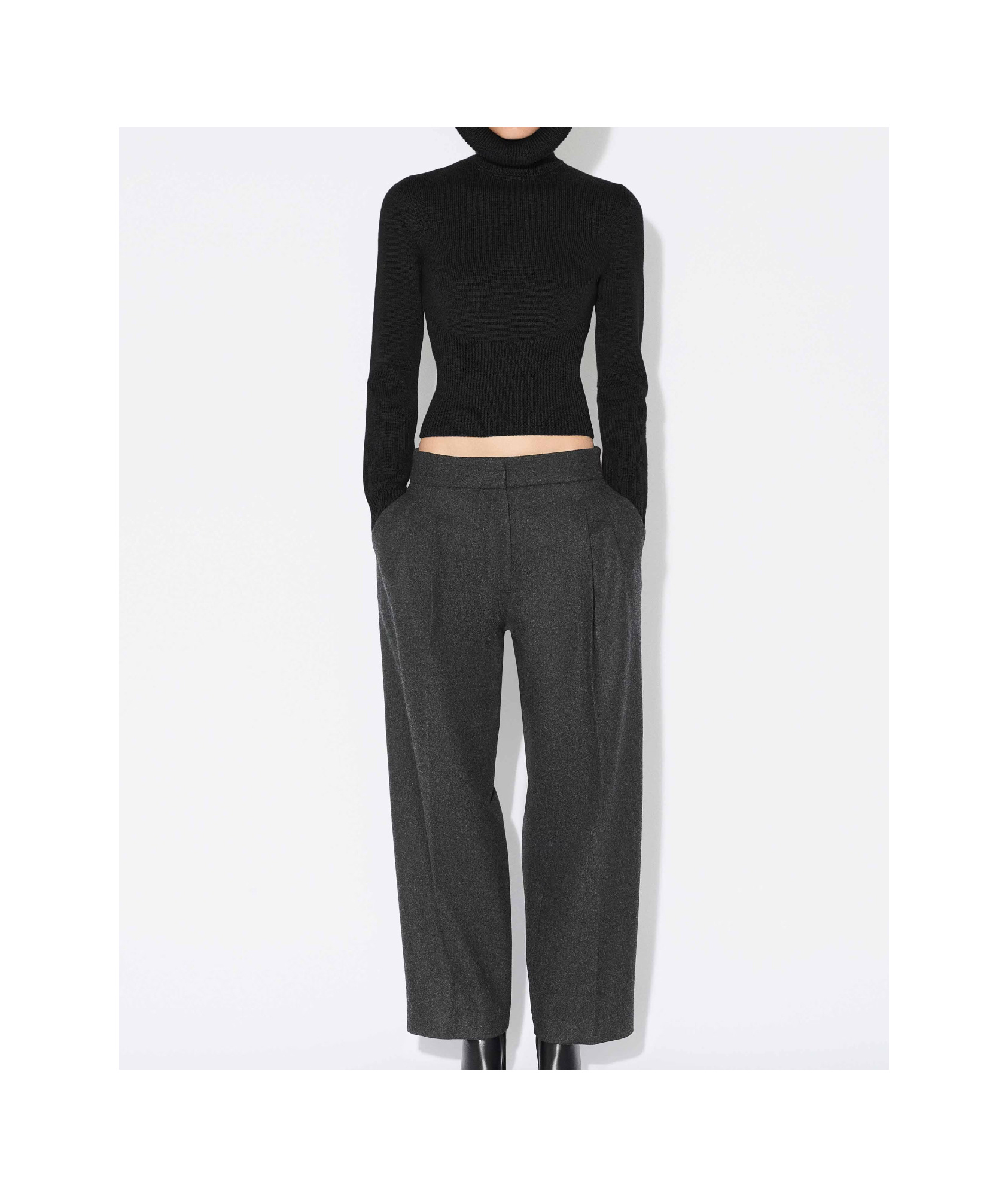 Alaïa Ribbed Sweater With Sculptural Hoodie Clothing In Black