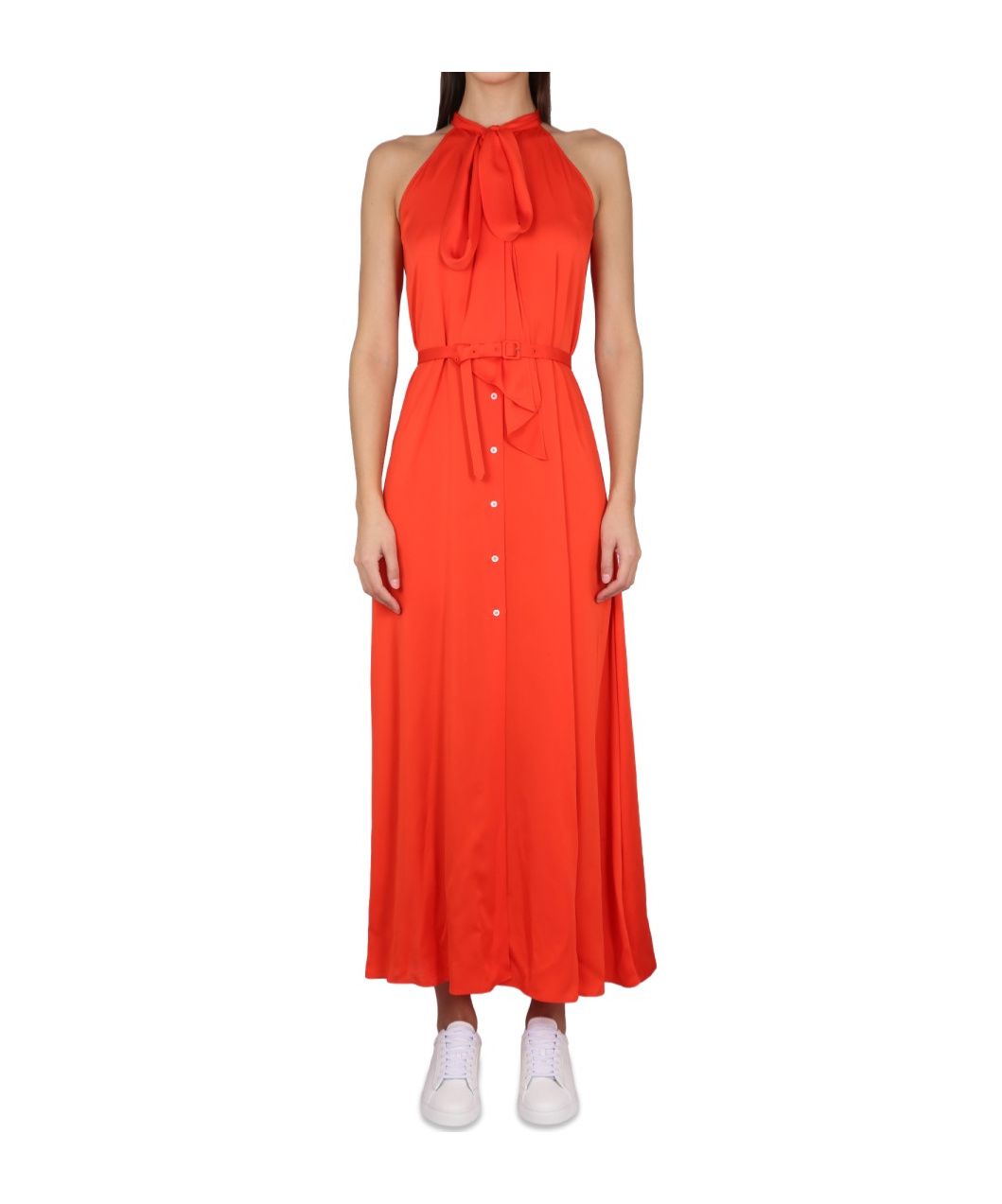 Aspesi Waist Belted Halter Neck Maxi Dress
