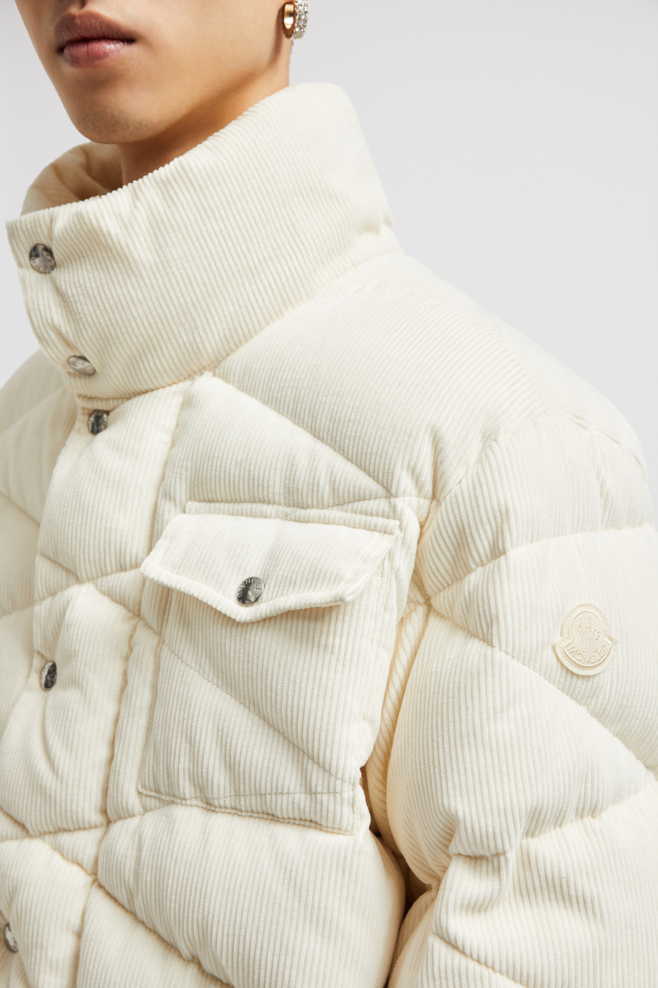 Moncler Kaver Corduroy Padded Jacket In White