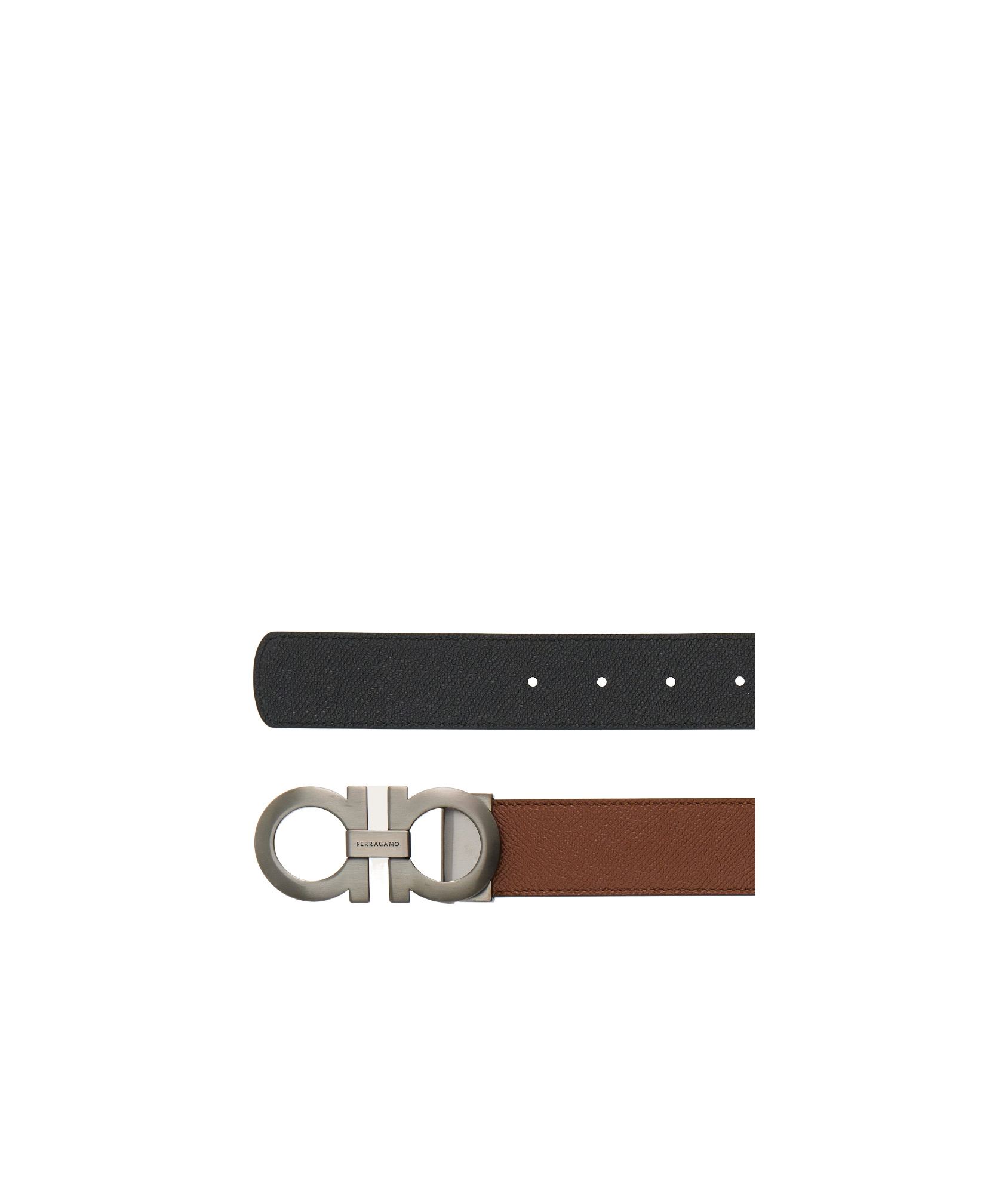 Ferragamo Gancini Leather Belt In Black