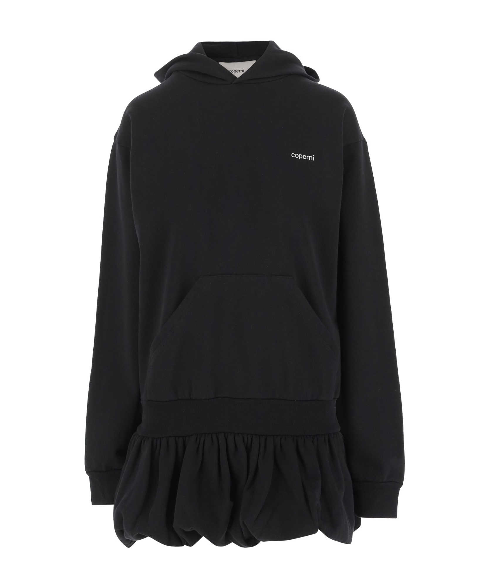 Coperni Black Basque Logo Hoodie Minidress In Black