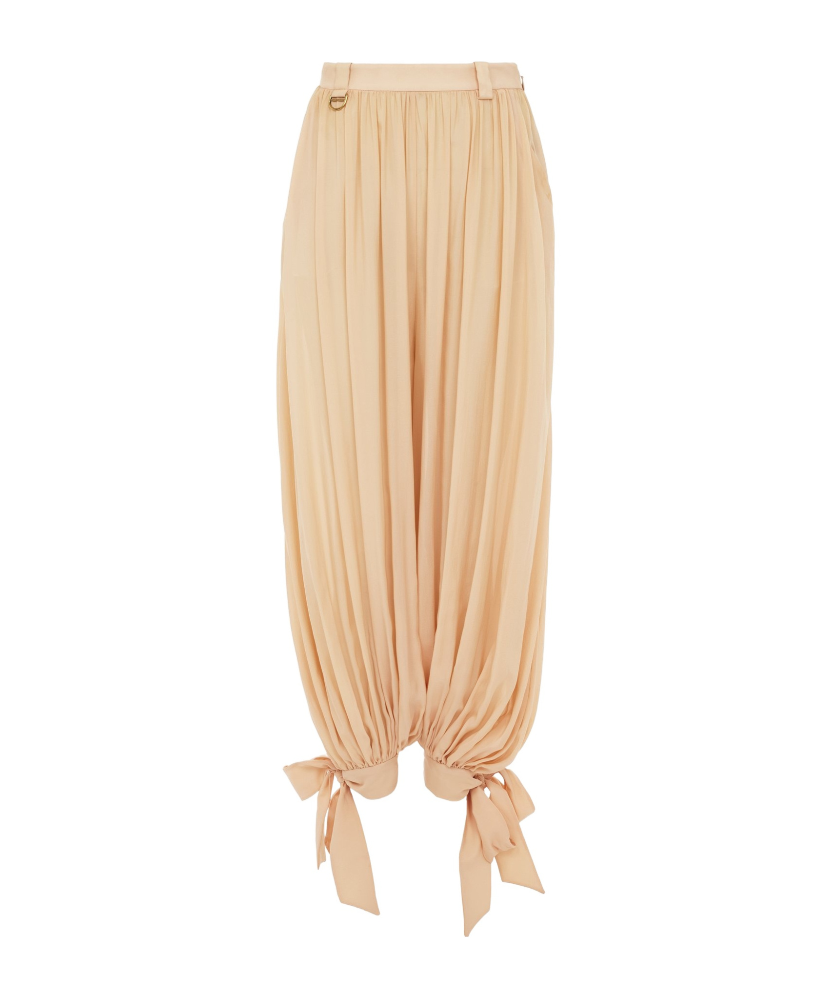 Chloé Fluid Pleated Trousers In Silk Charmeuse Pink Size 14 100% Silk In Nude