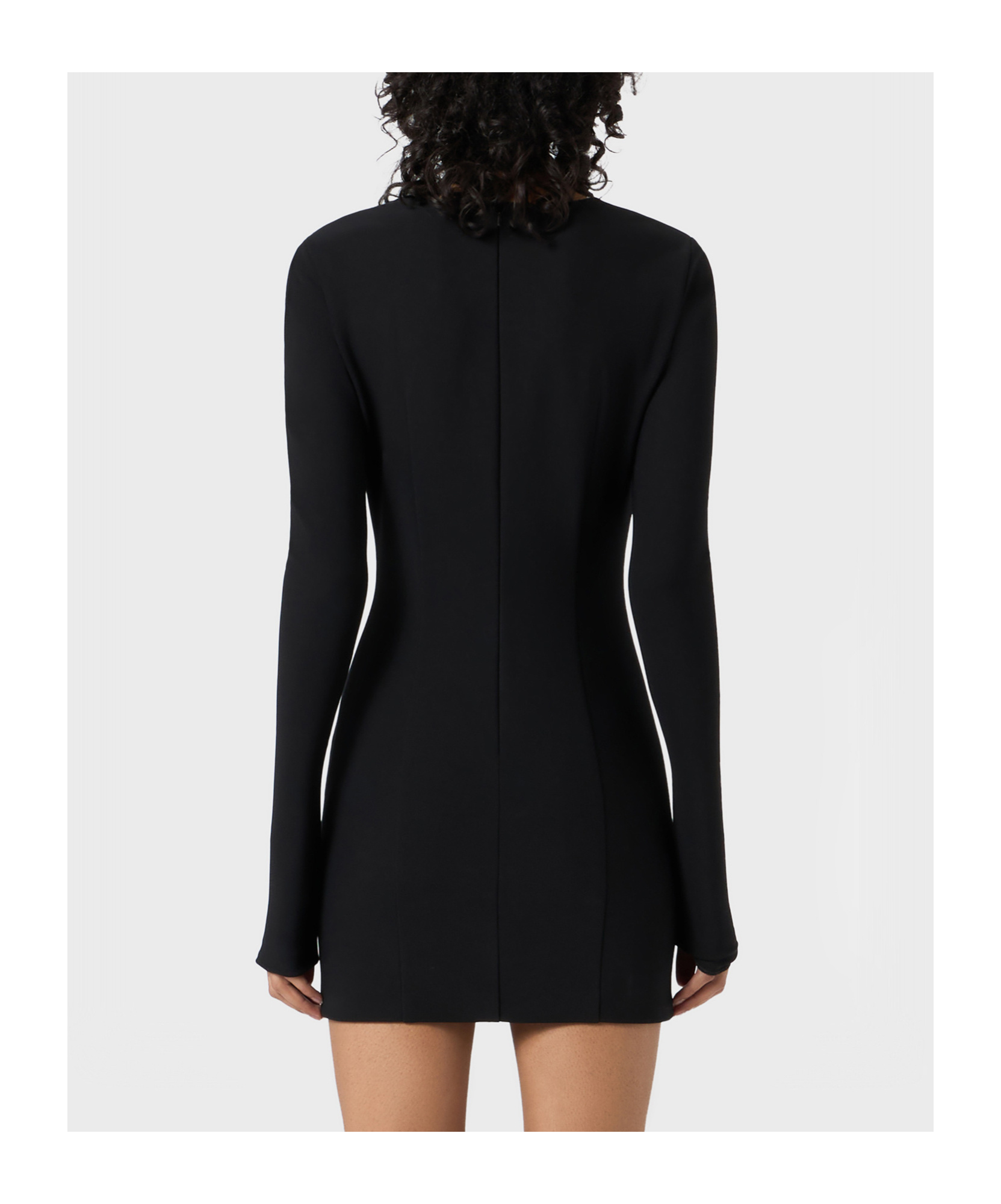 Blumarine Hollowed-out Pin Decorated Compact Knitted Dress In Black