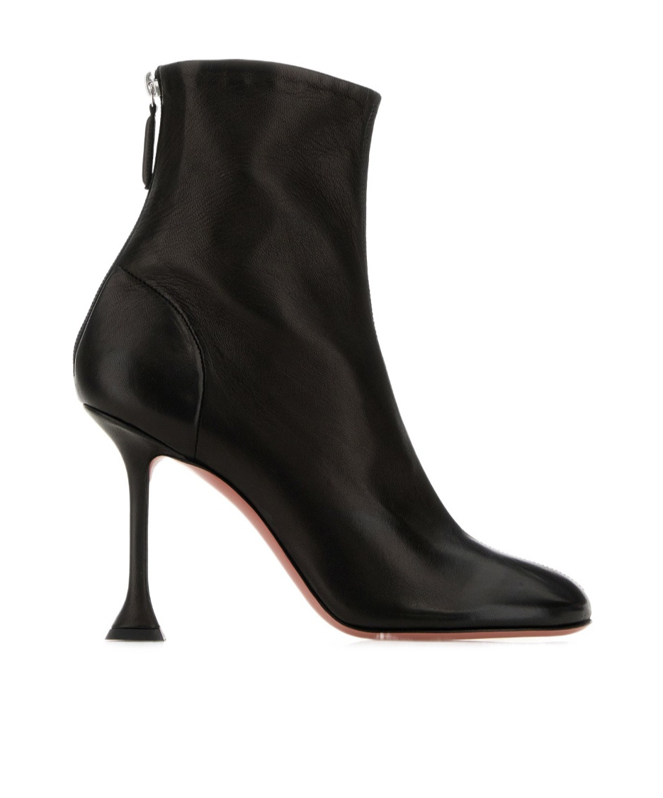 Amina Muaddi Black Nappa Leather Iris Ankle Boots In Black