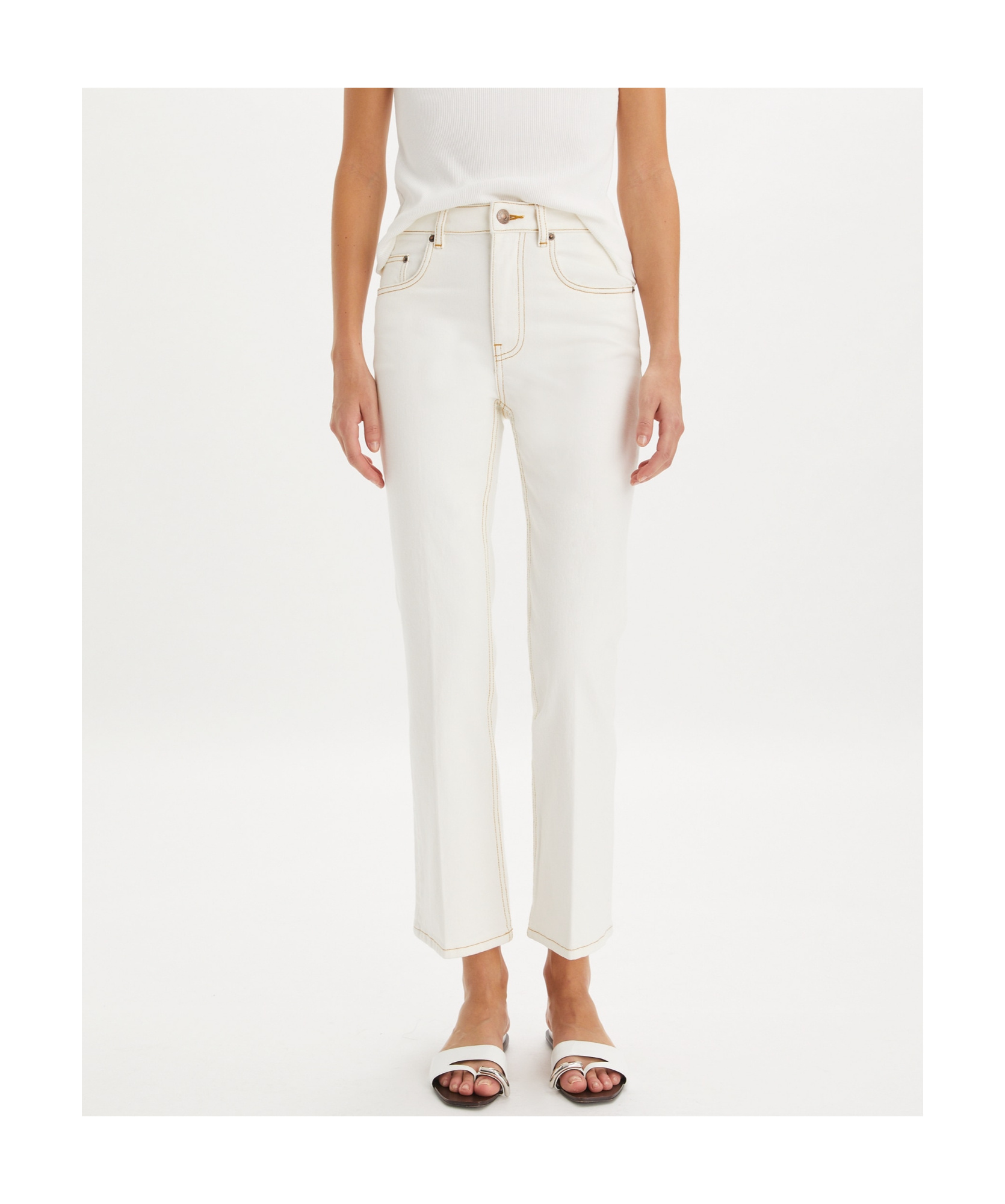Tory Burch Mini Structured Relaxed Fit Pants In White