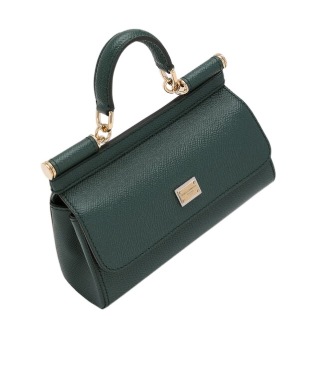 Dolce & Gabbana Small Sicily Dauphine Leather Top Handle Bag In Green