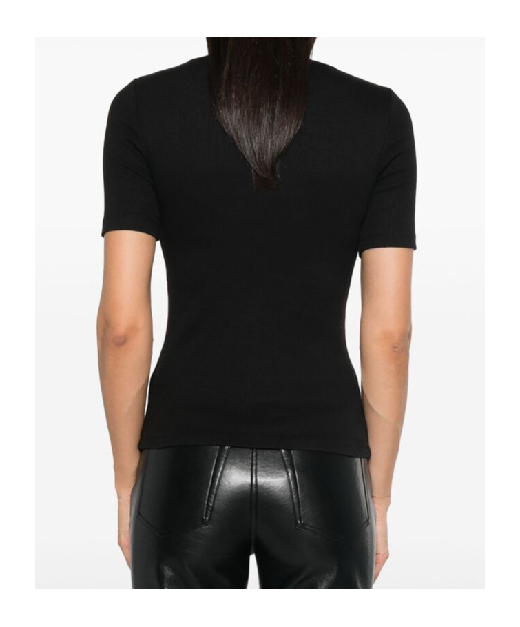 Shop Anine Bing Crew Neck Short Sleeve Top In Black