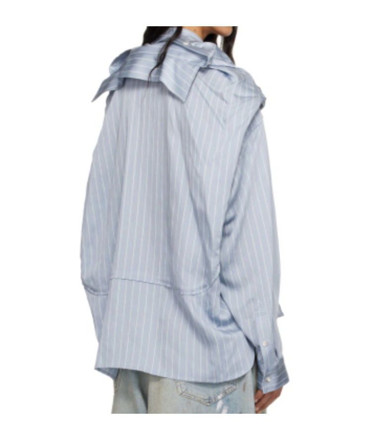 Miharayasuhiro Blue Sleeve Layered Stripe Shirt In Blue