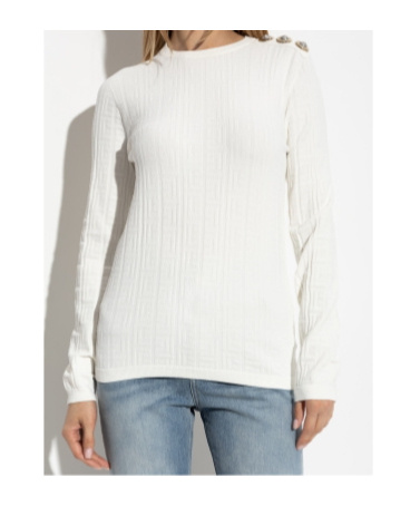Balmain Maxi Shoulder Top Sweaters And Cardigans White
