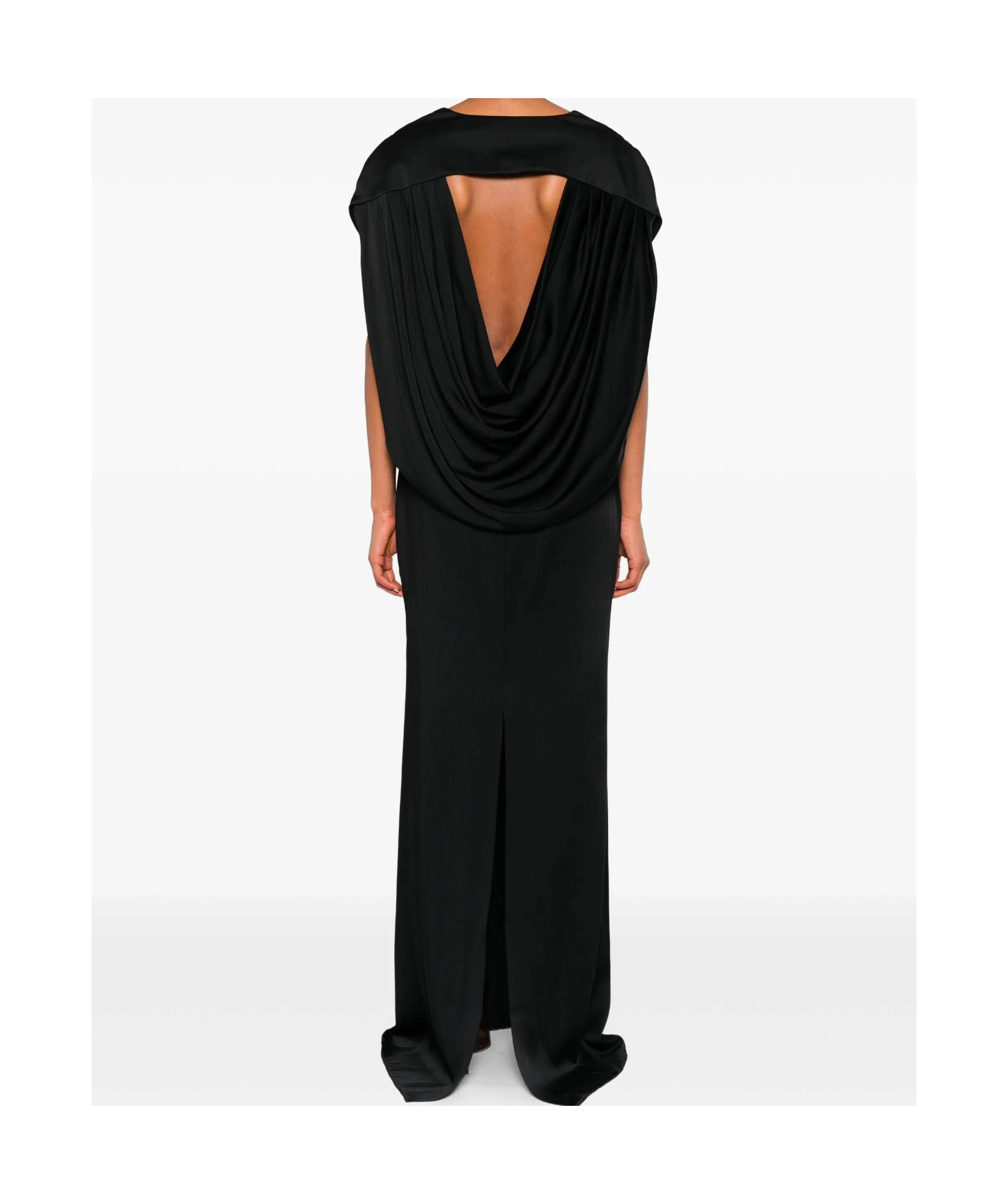 Stella Mccartney Abito Lungo In Raso Nero Donna In Black