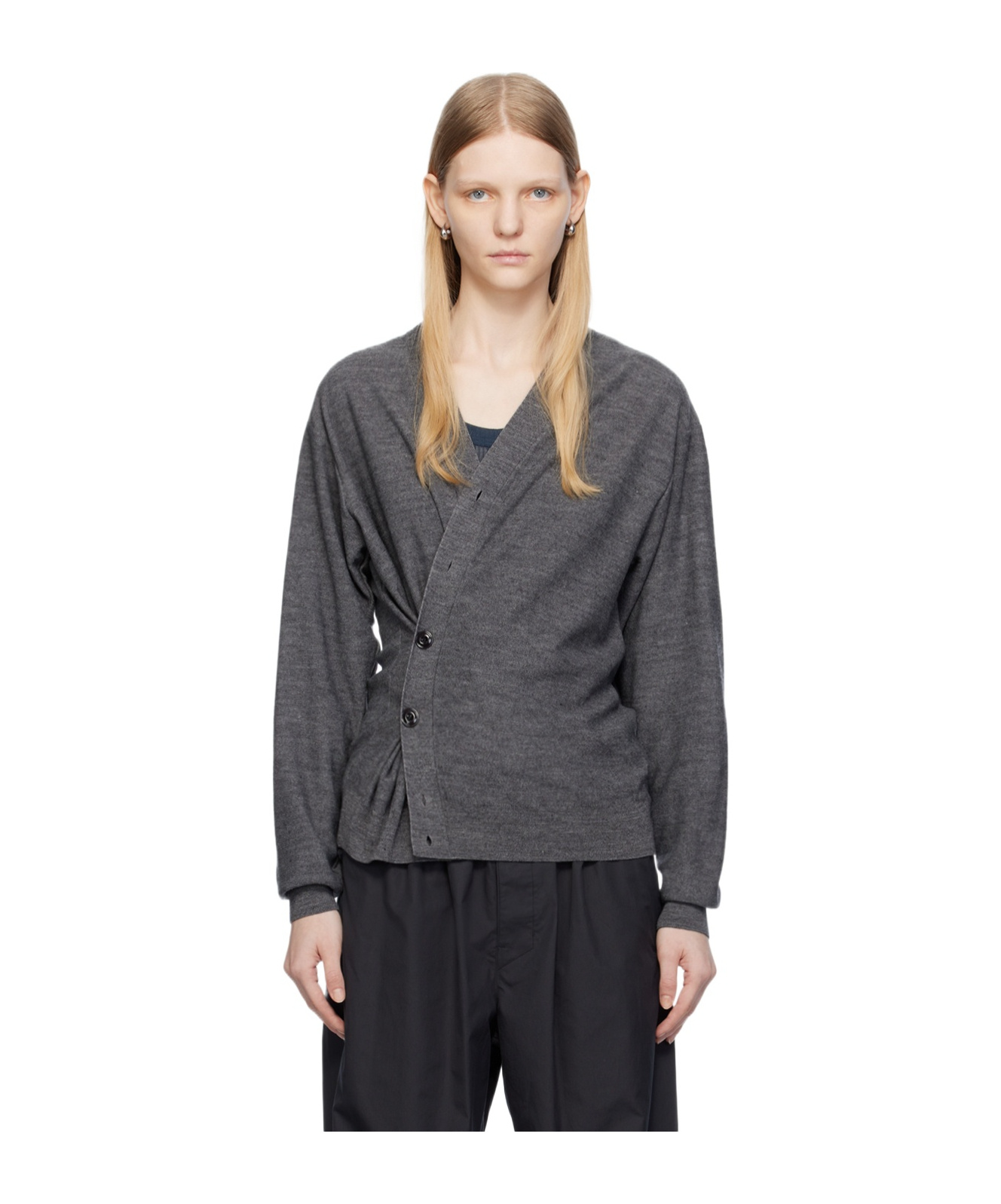 Lemaire Long-sleeved Wool Knitted Cardigan In Black