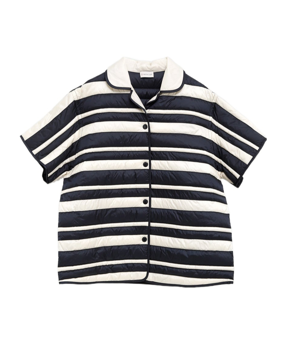 Moncler Short-sleeved Quilted Shirt In Blue