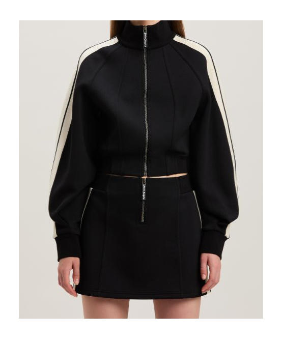 Palm Angels Zip-up Sculptural Track Jacket In Black