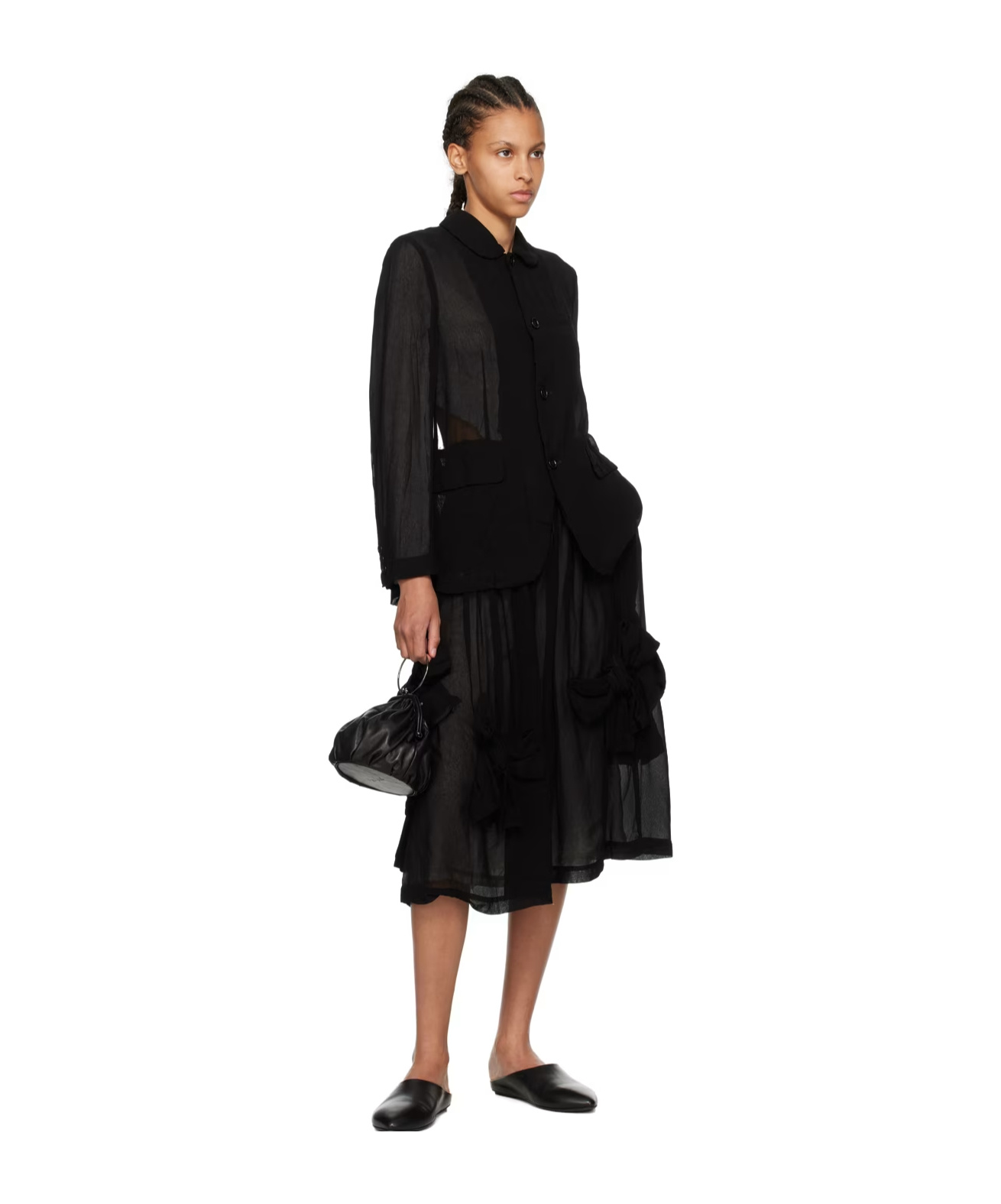 Comme Des Garçons Black Bow Midi Skirt In Black