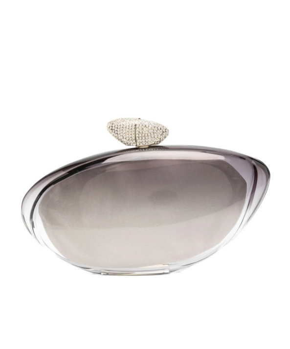 Benedetta Bruzziches Crystal-embellished Clutch Bag In Gray