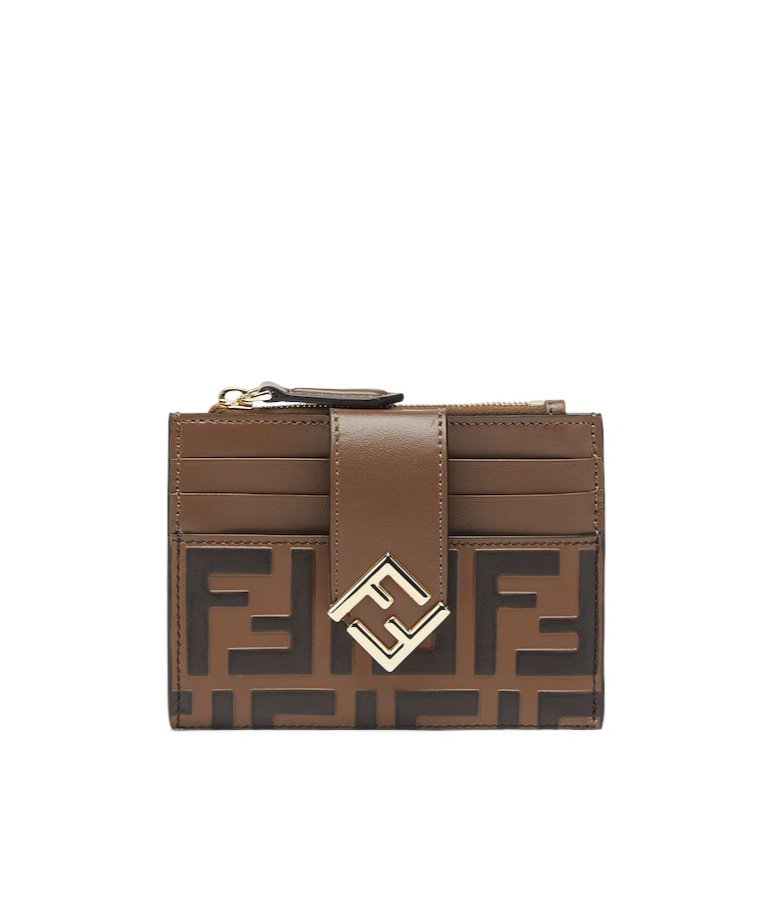 FENDI BROWN LEATHER CARD HOLDER