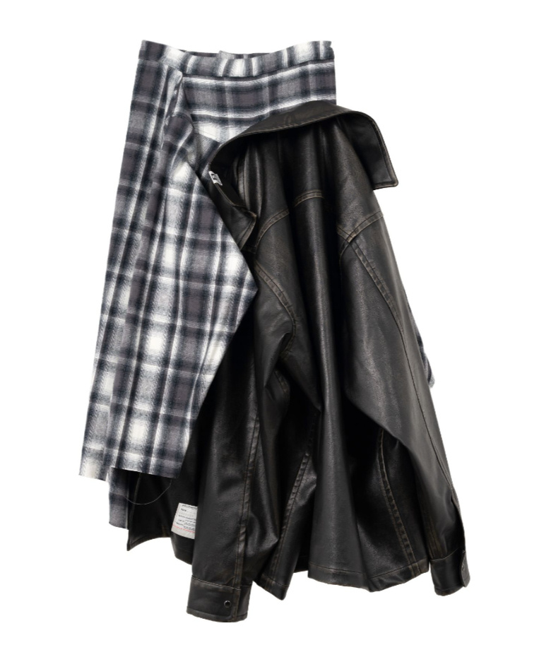 Miharayasuhiro Transform Coated Jacket Skirt In Black