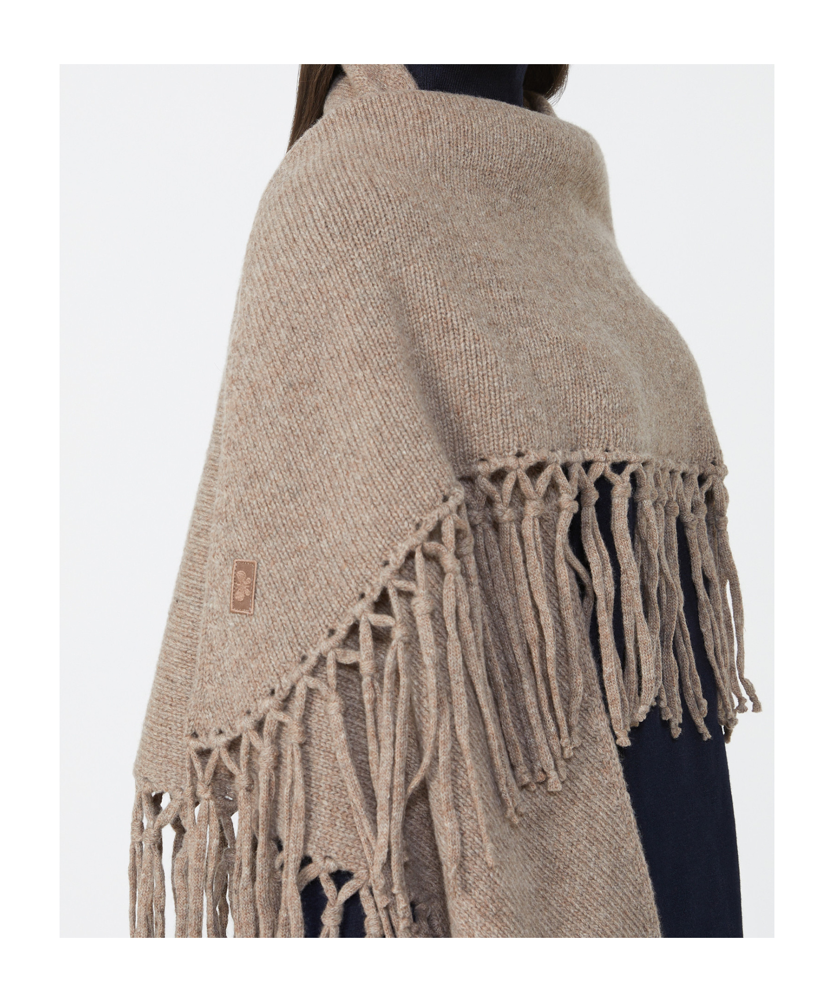 Weekend Max Mara Fringed Wool Shawl In Brown
