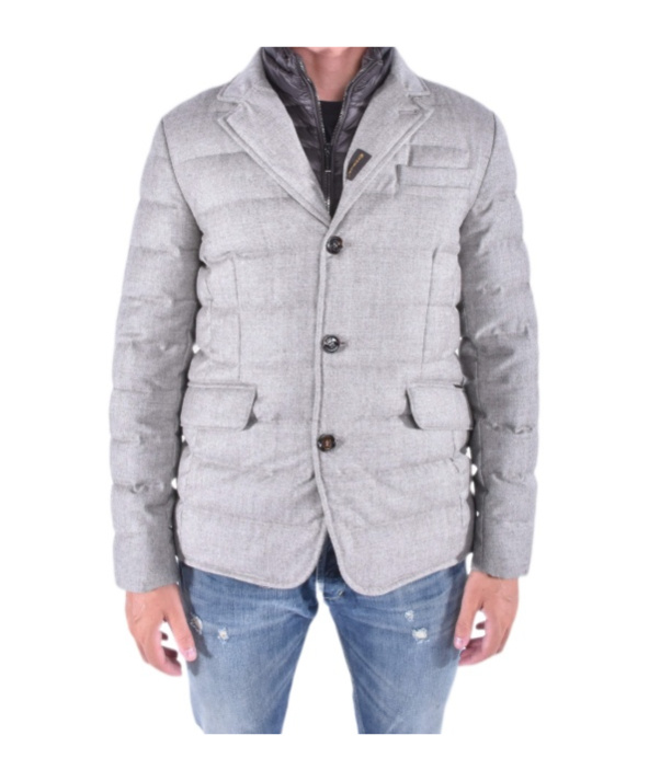 Moorer Quilted Cotton Jacket In Gray