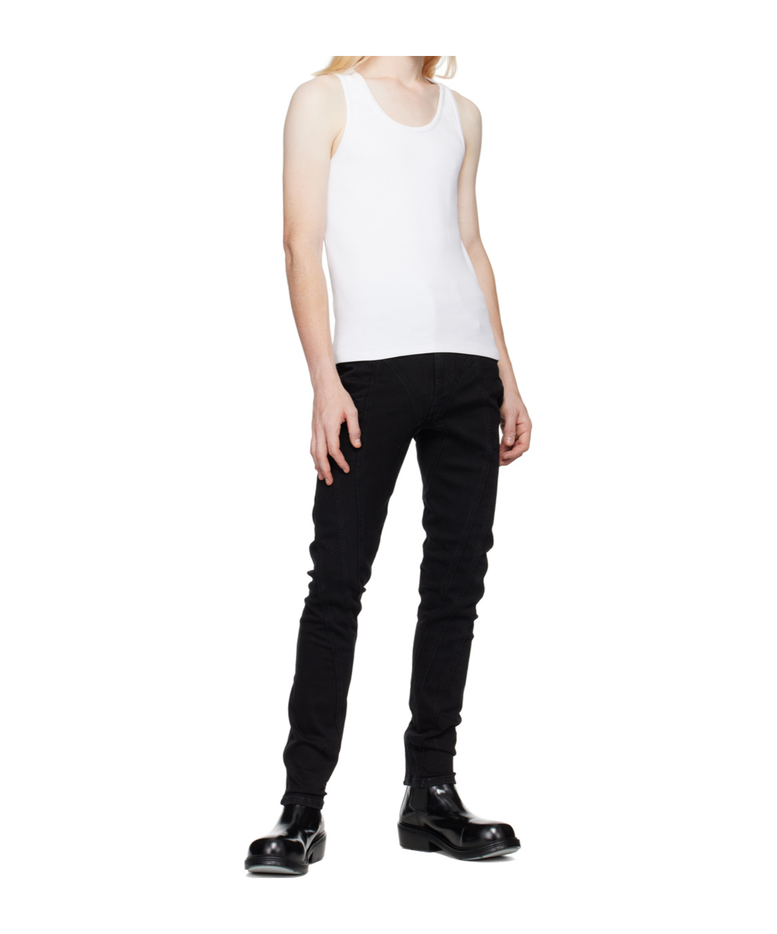 Mugler Embroidered Patchwork Jeans Pants In Black