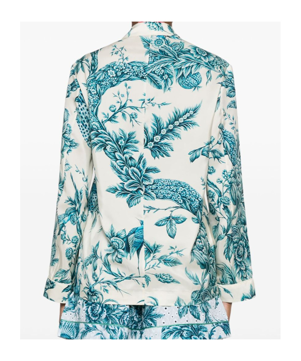 F.r.s For Restless Sleepers Printed Silk Shirt In Blue