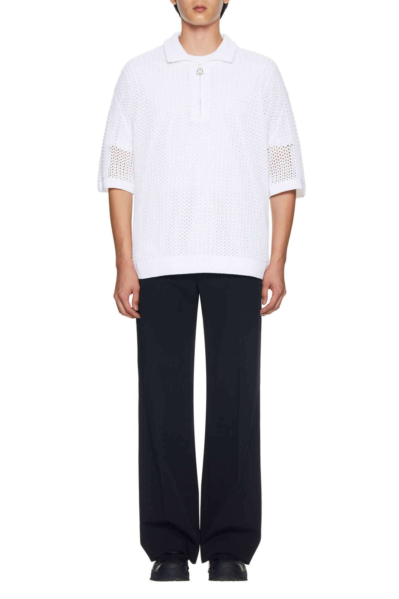 Wooyoungmi Mesh Short-sleeved Sweater In White