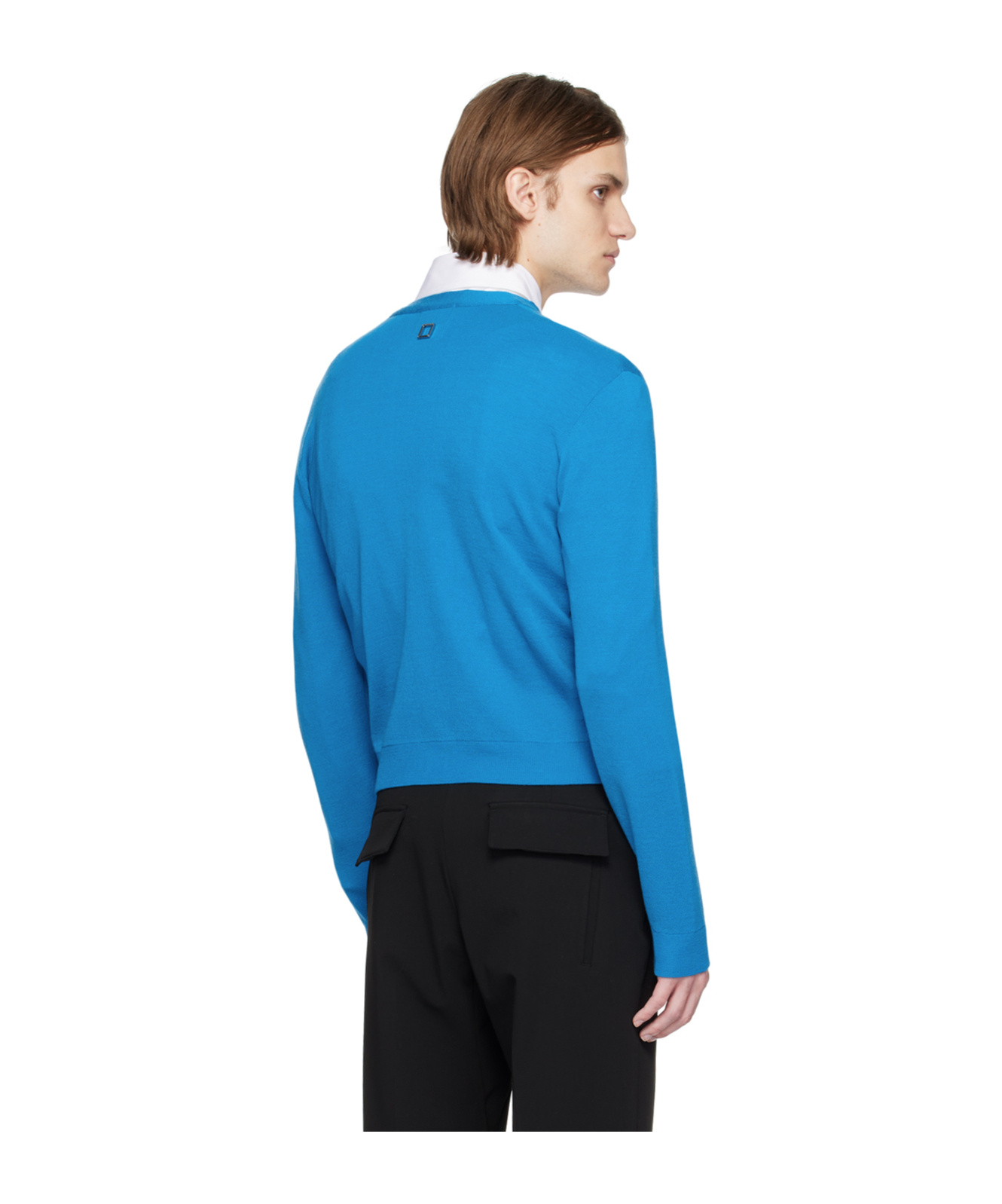 Shop Wooyoungmi Button Long-sleeved Cardigan In Blue