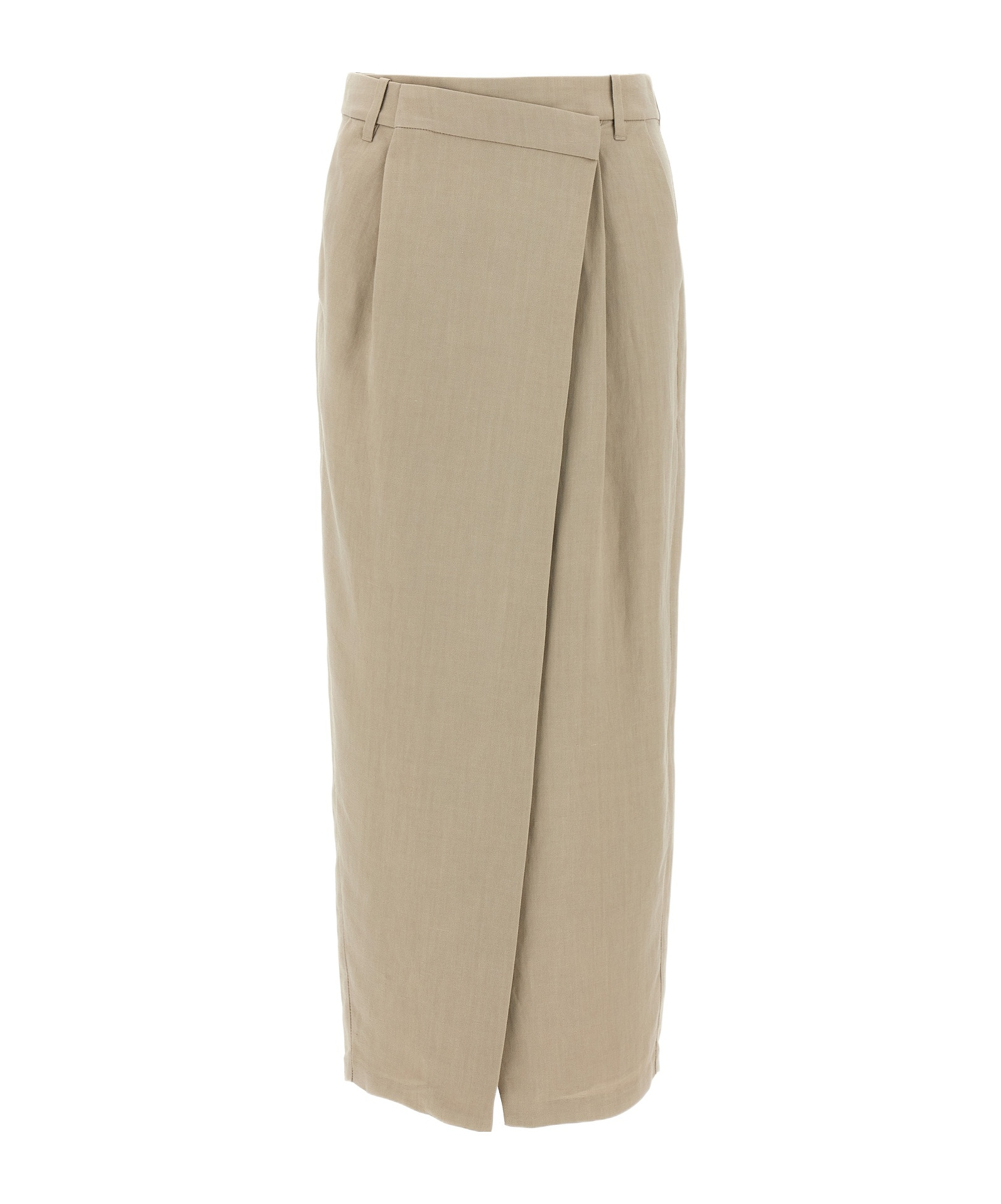 Shop Brunello Cucinelli High-waisted Wrap Skirt In Nude