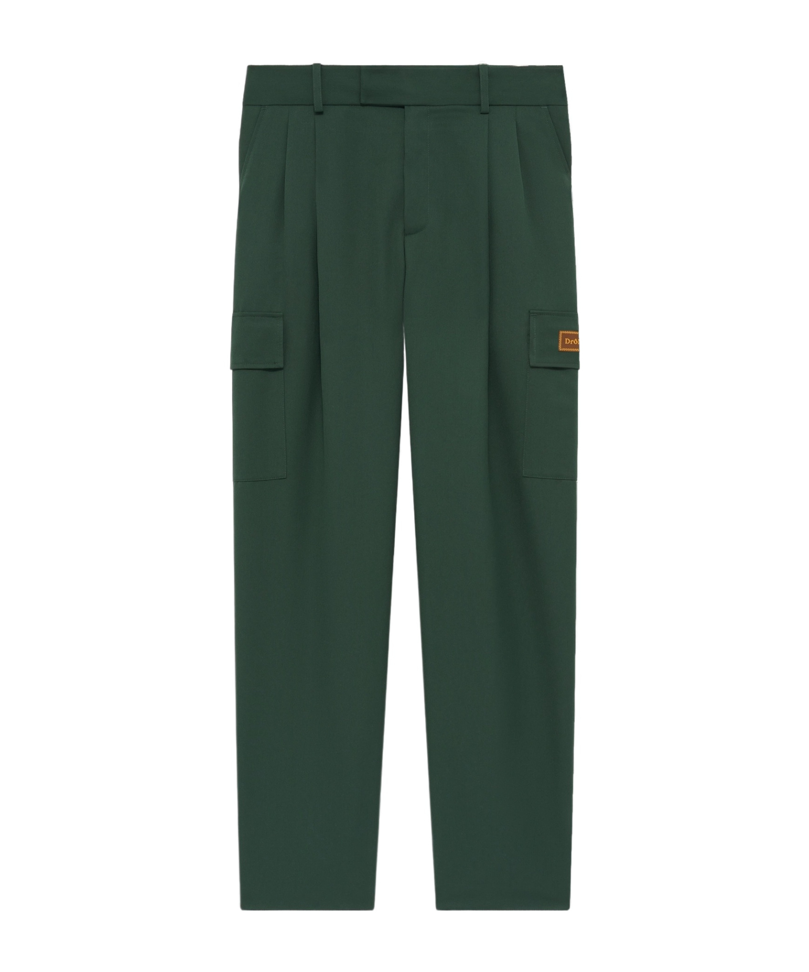 Drôle De Monsieur Straight Leg Cargo Wool Pants With Pleats In Green