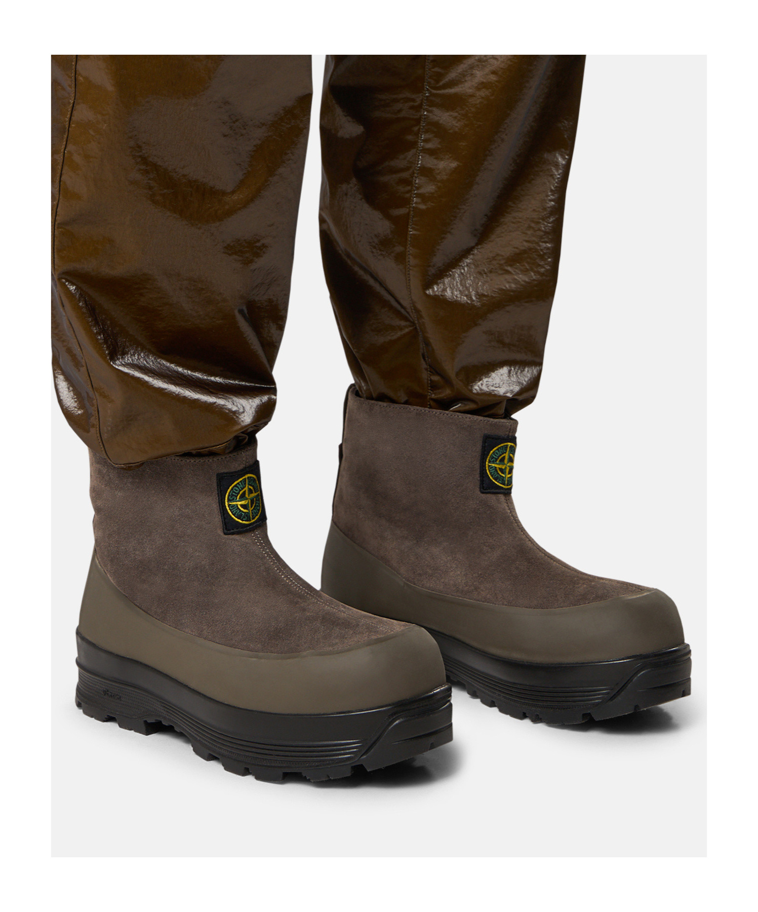 Stone Island Ankle Boot With Vibram Sole For Shock Absorption In Green