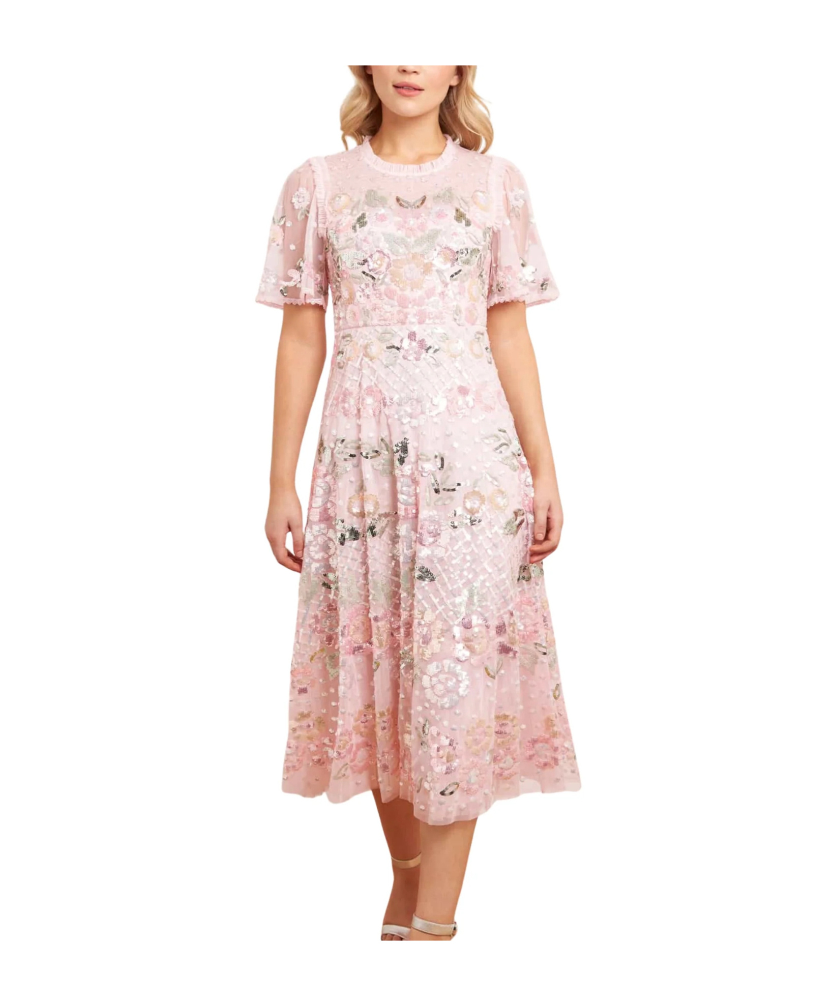 Needle & Thread Rosalie Sequin-embellished Midi Dress In Pink
