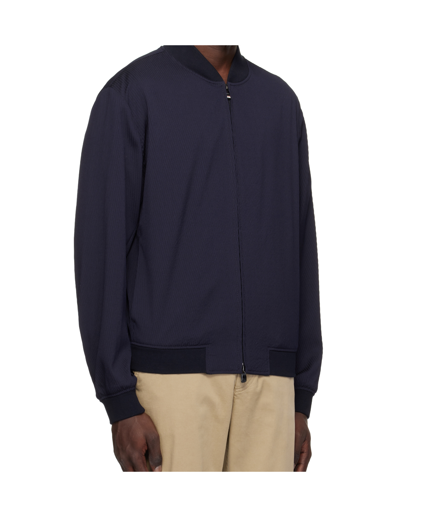 Hugo Boss Navy Twill Bomber Jacket In Black
