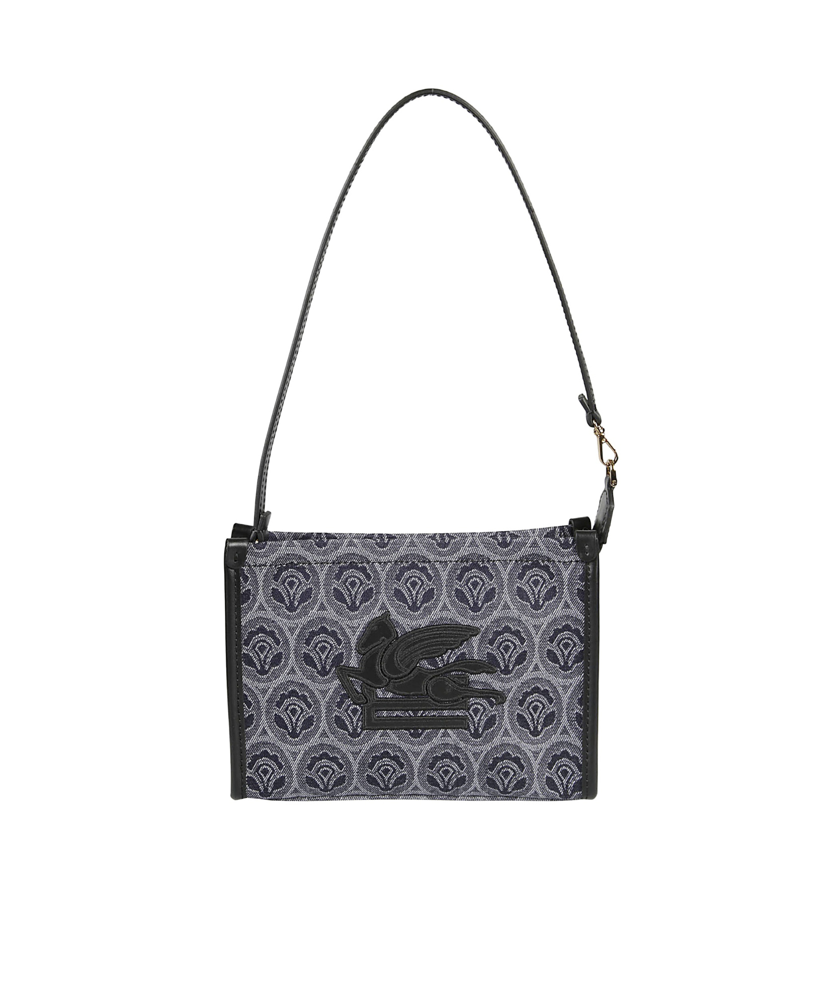 Etro Logo Pattern Shoulder Bag In Black