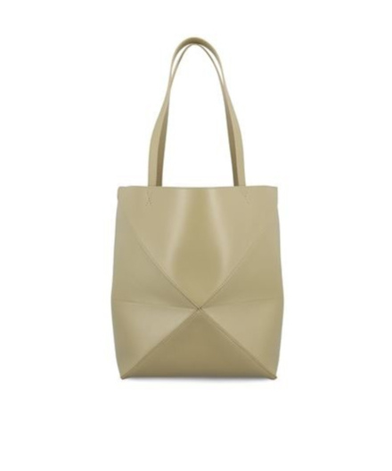 Loewe Medium Puzzle Fold Tote In Shiny Calfskin In Nude