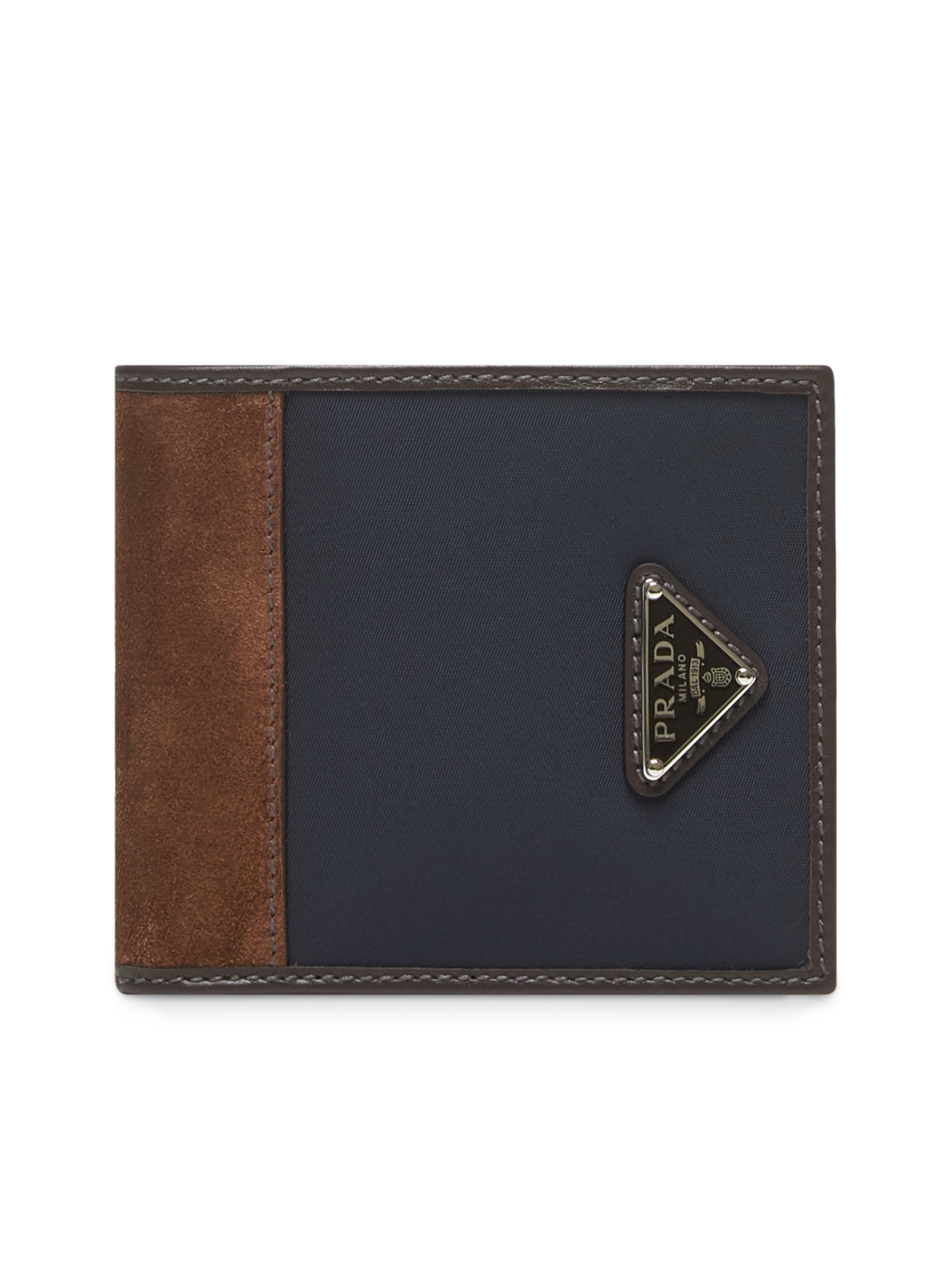 Prada Nylon And Suede Bi-fold Wallet In Black