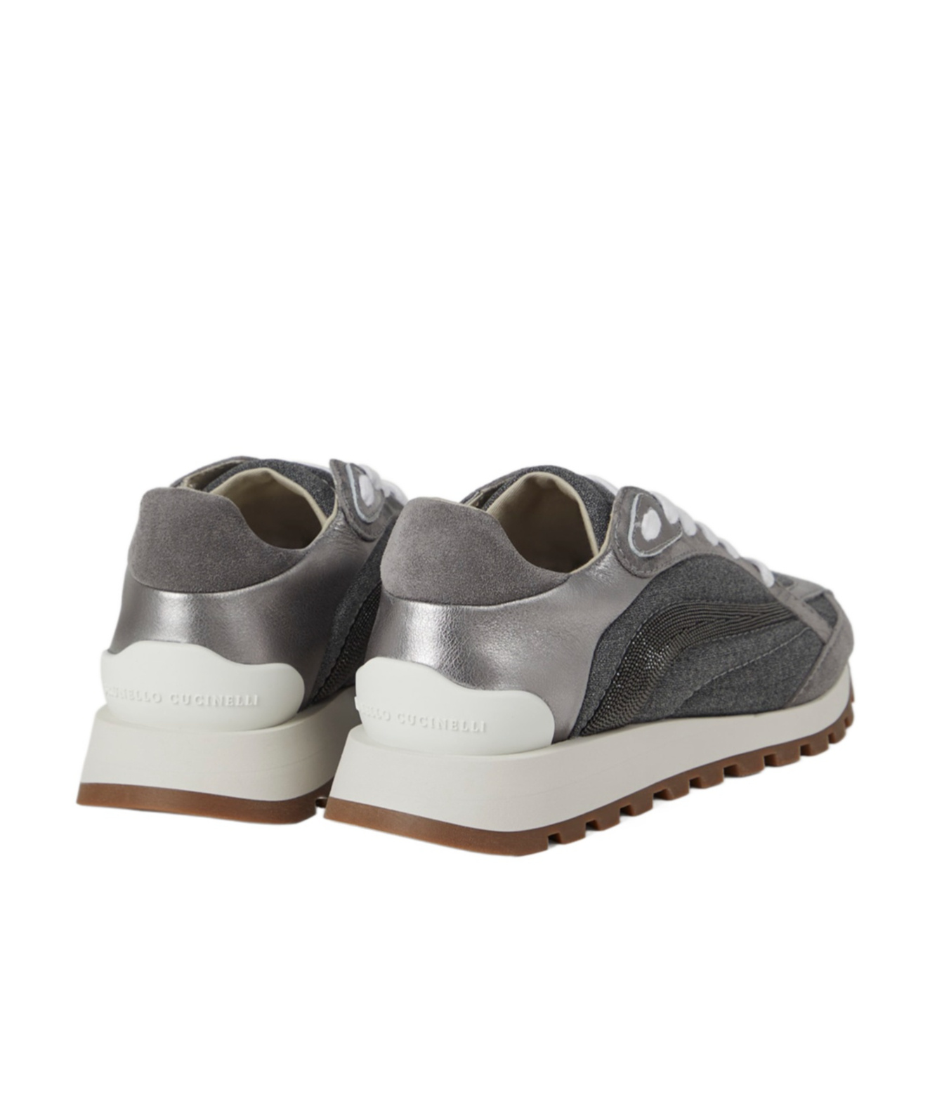 Brunello Cucinelli Monili-embellished Sneakers In Gray