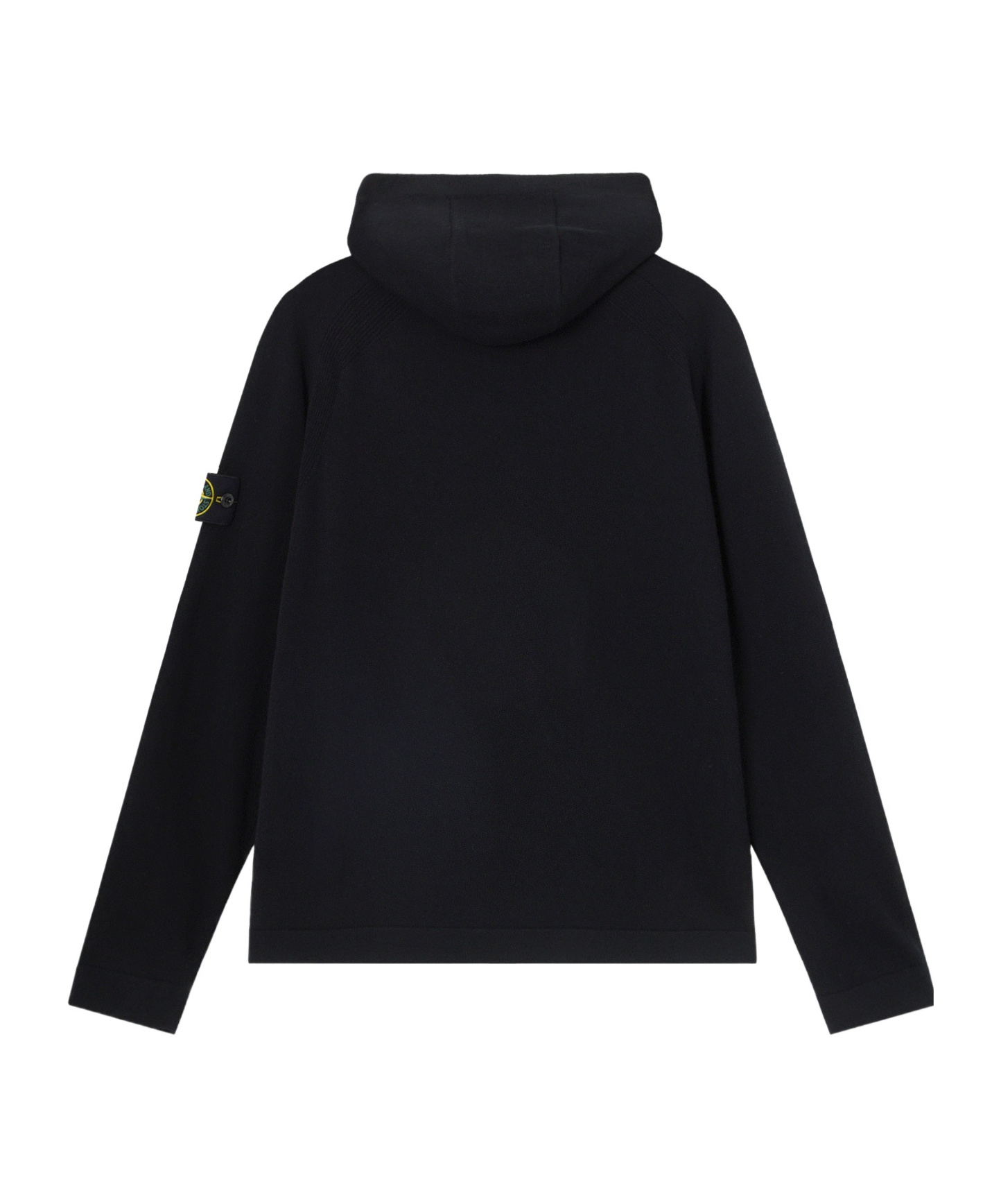 Stone Island Hooded Jumper With Raglan Sleeves And Ribbed Trims In Black