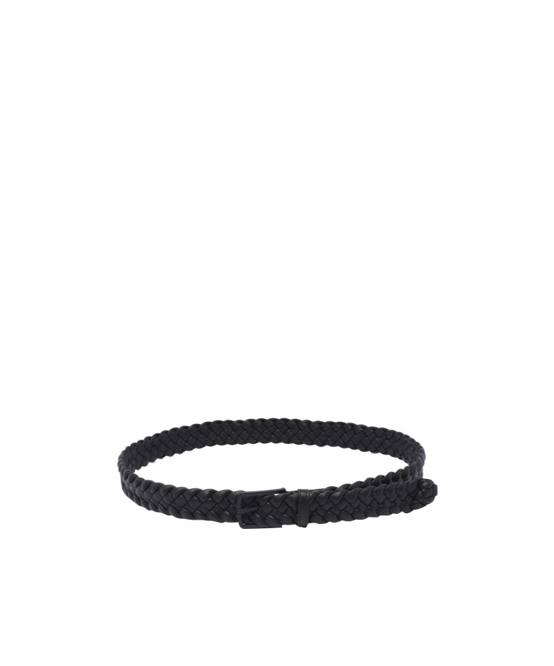 Bottega Veneta Intrecciato Leather Belt In Black