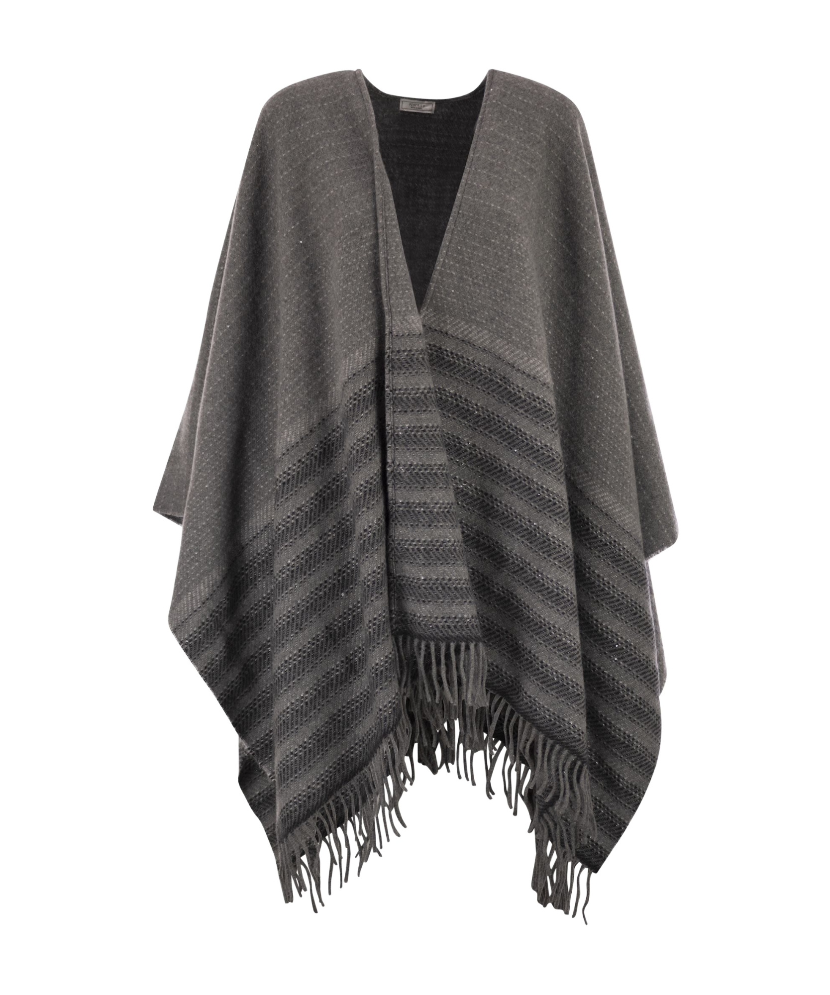 Peserico Virgin Wool And Cashmere Cape In Gray
